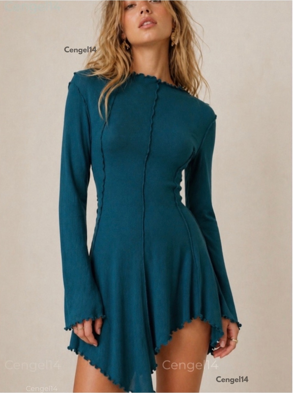 Free People Full Swing Mini Dress Teal Blue Green XS NWOT Boho